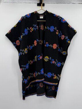 Iperico Made In Italy Floral Wool Blend Open Cardigan Sweater Vest OSFA